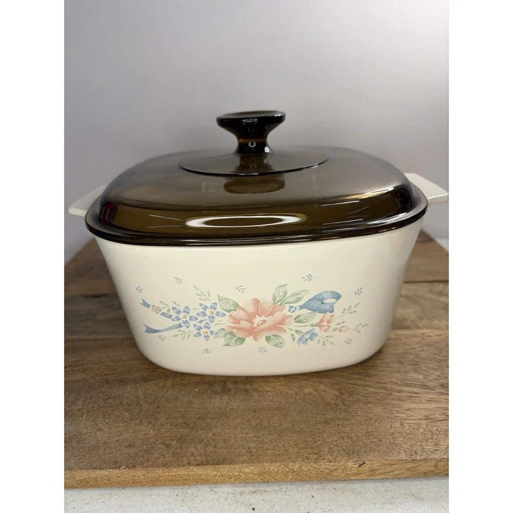 CorningWare SYMPHONY 3L  Sandstone A-3-B Casserole Dish w/Amber  Lid Near MInt